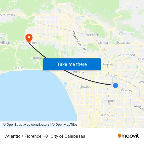 Atlantic / Florence to City of Calabasas map