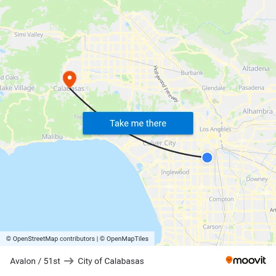 Avalon / 51st to City of Calabasas map