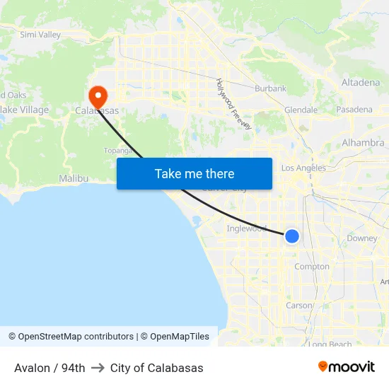 Avalon / 94th to City of Calabasas map