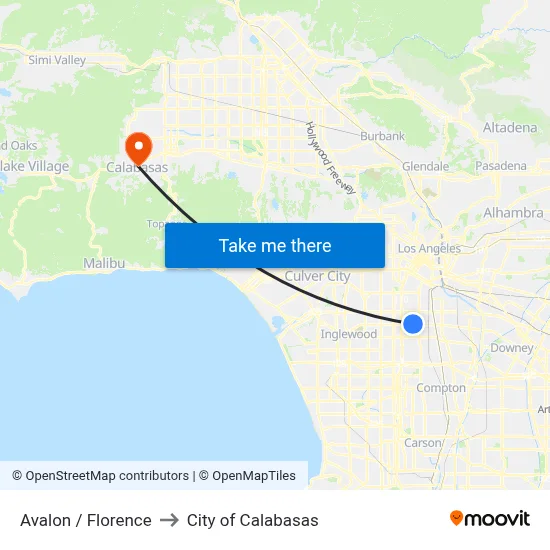 Avalon / Florence to City of Calabasas map
