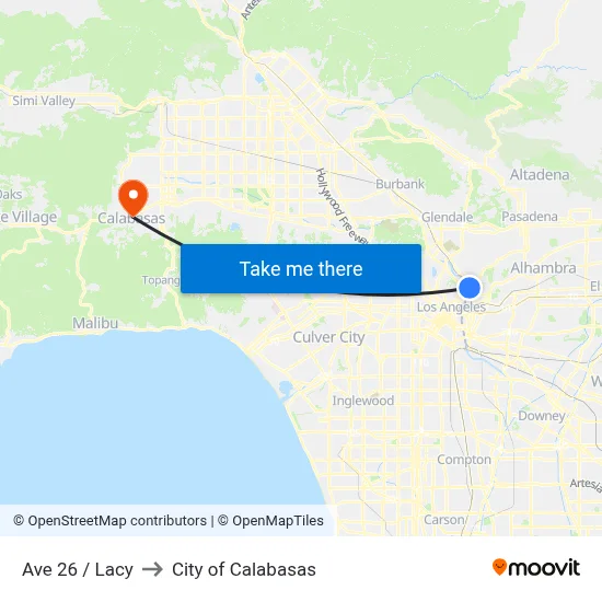 Ave 26 / Lacy to City of Calabasas map