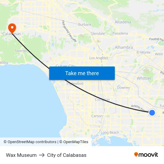 Wax Museum to City of Calabasas map