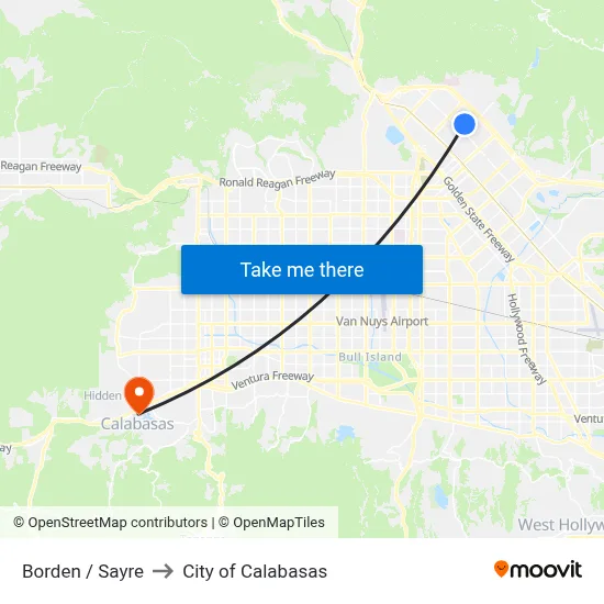 Borden / Sayre to City of Calabasas map