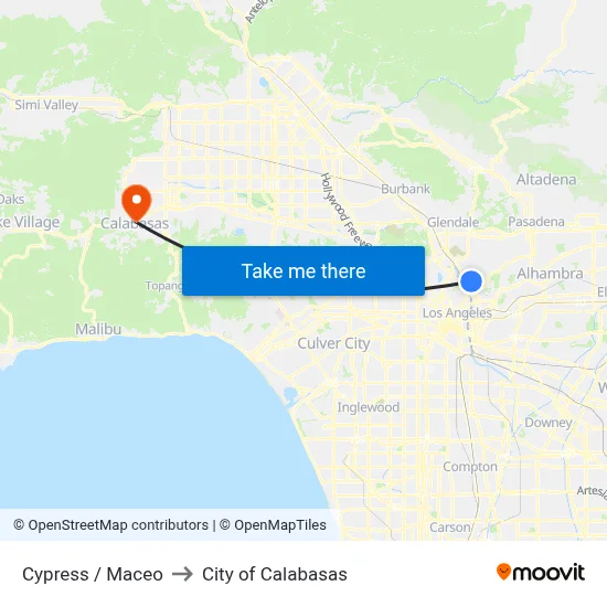 Cypress / Maceo to City of Calabasas map