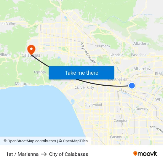 1st / Marianna to City of Calabasas map