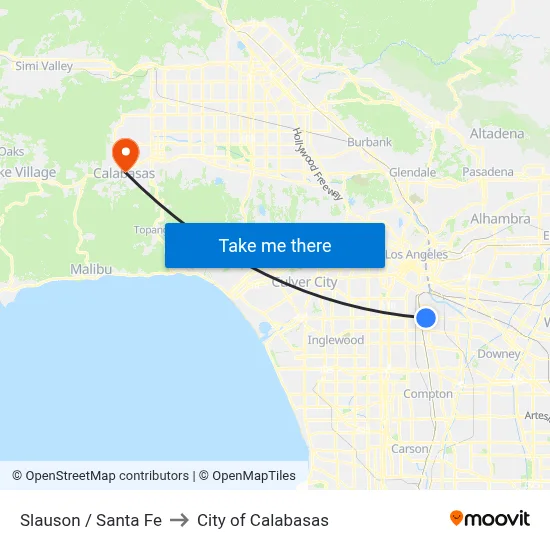 Slauson / Santa Fe to City of Calabasas map