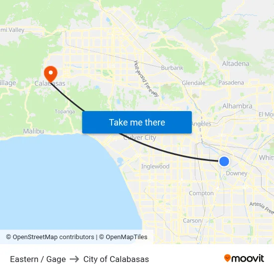 Eastern / Gage to City of Calabasas map