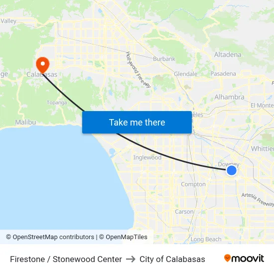 Firestone / Stonewood Center to City of Calabasas map
