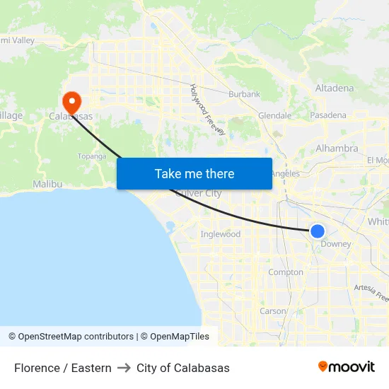 Florence / Eastern to City of Calabasas map