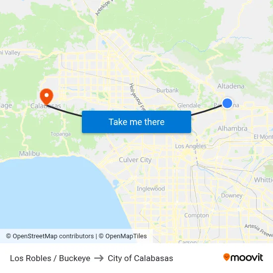 Los Robles / Buckeye to City of Calabasas map