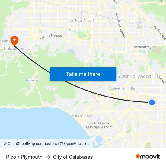 Pico / Plymouth to City of Calabasas map