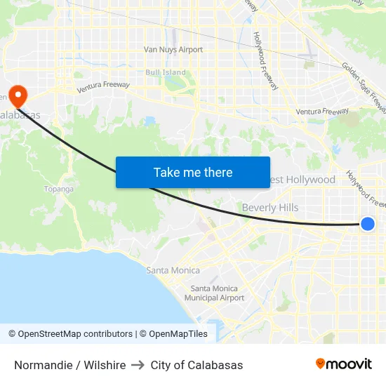 Normandie / Wilshire to City of Calabasas map