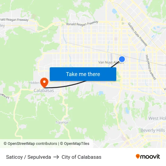 Saticoy / Sepulveda to City of Calabasas map