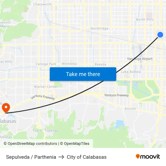 Sepulveda / Parthenia to City of Calabasas map
