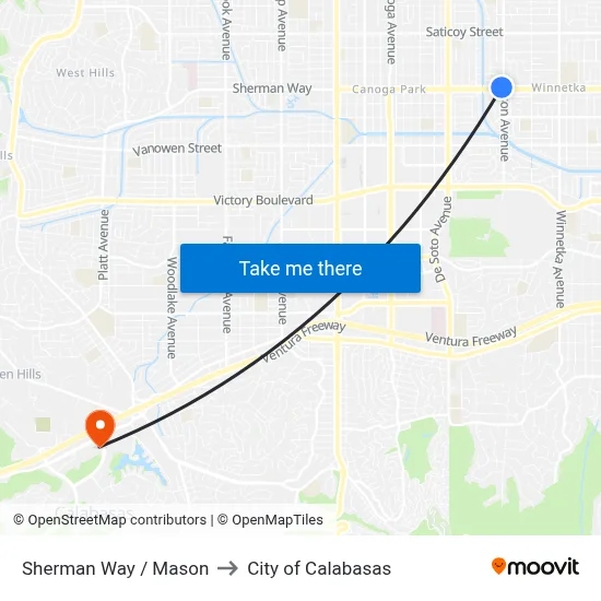Sherman Way / Mason to City of Calabasas map