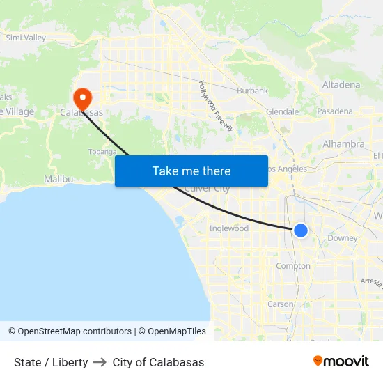 State / Liberty to City of Calabasas map