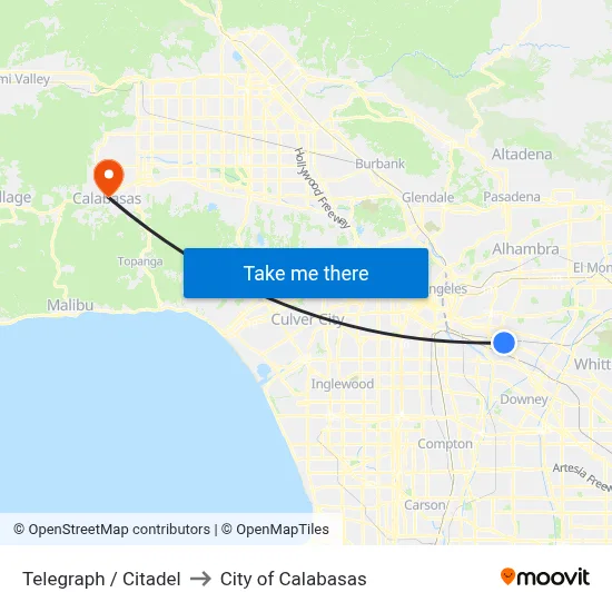 Telegraph / Citadel to City of Calabasas map