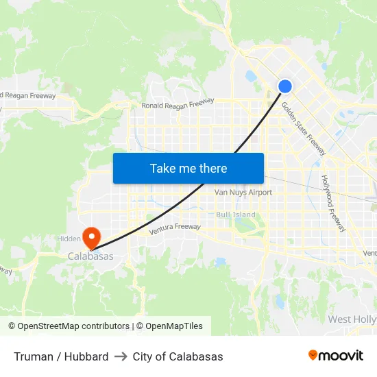 Truman / Hubbard to City of Calabasas map