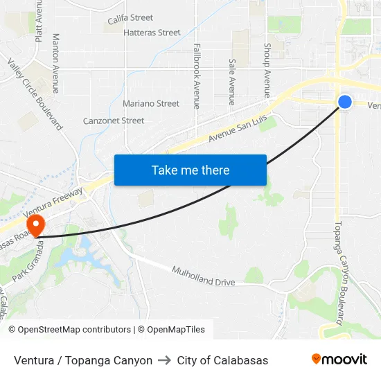 Ventura / Topanga Canyon to City of Calabasas map