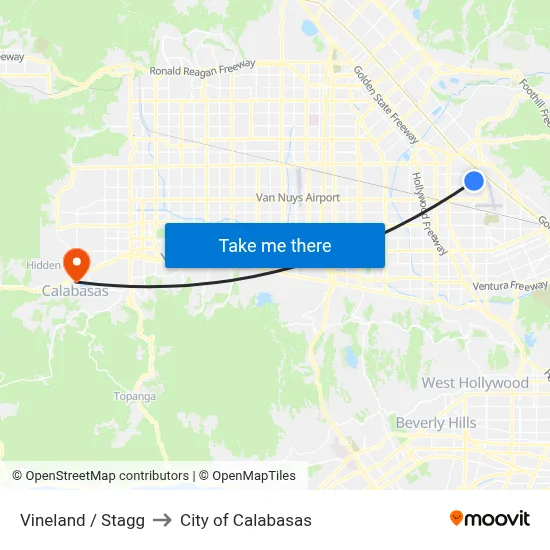 Vineland / Stagg to City of Calabasas map