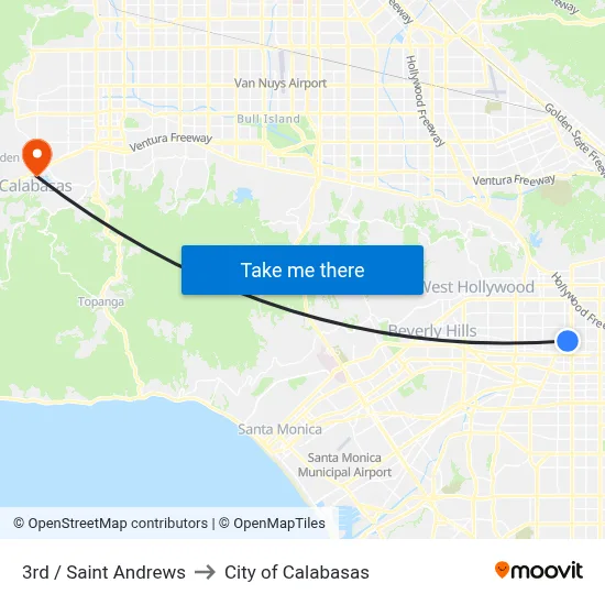 3rd / Saint Andrews to City of Calabasas map