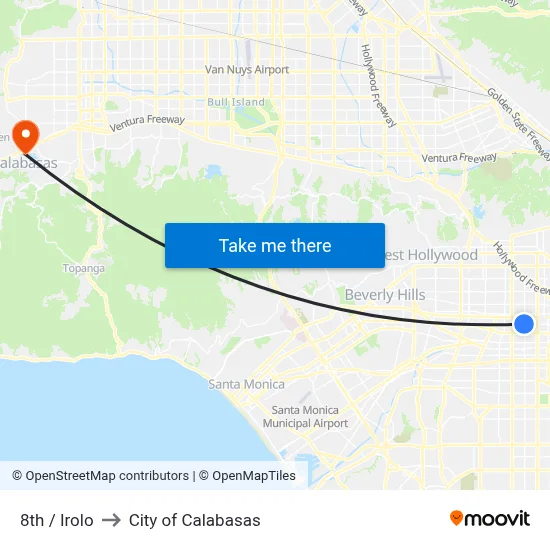 8th / Irolo to City of Calabasas map