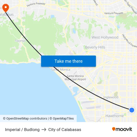Imperial / Budlong to City of Calabasas map