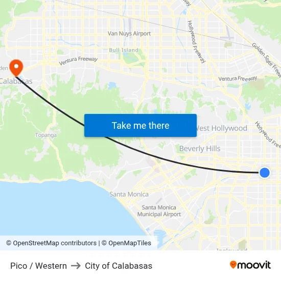Pico / Western to City of Calabasas map