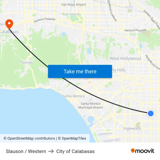Slauson / Western to City of Calabasas map