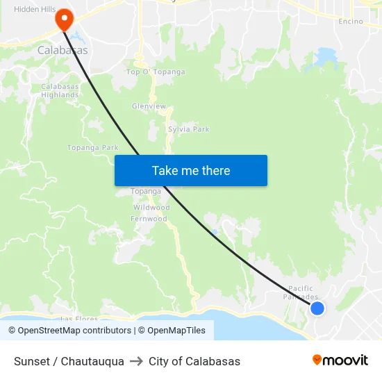 Sunset / Chautauqua to City of Calabasas map