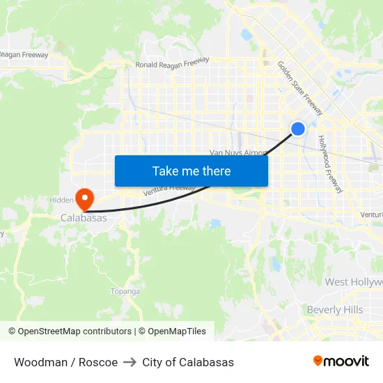 Woodman / Roscoe to City of Calabasas map