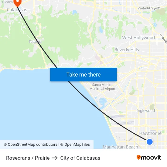 Rosecrans / Prairie to City of Calabasas map