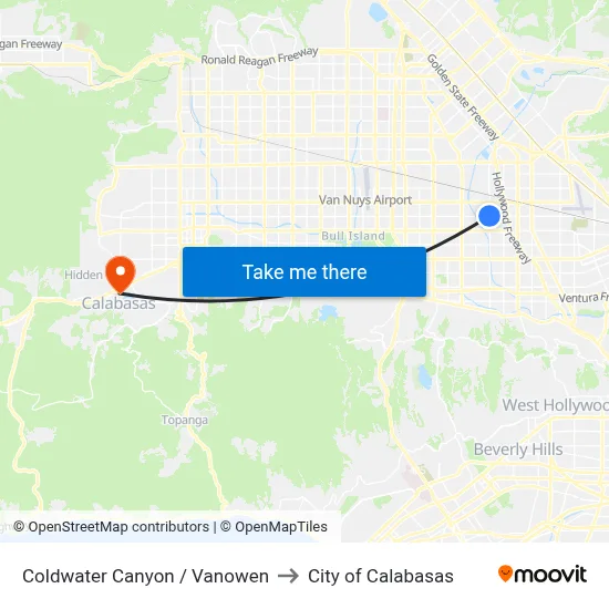 Coldwater Canyon / Vanowen to City of Calabasas map