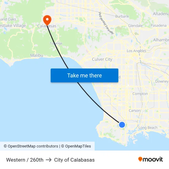 Western / 260th to City of Calabasas map