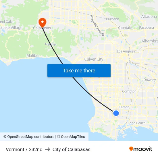 Vermont / 232nd to City of Calabasas map
