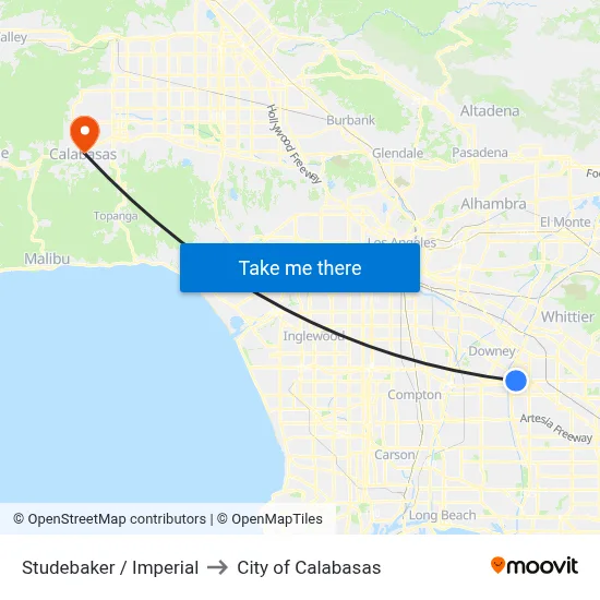 Studebaker / Imperial to City of Calabasas map