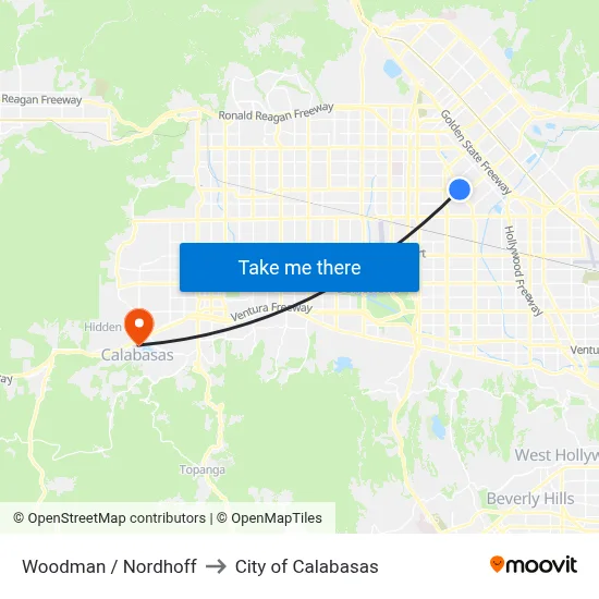 Woodman / Nordhoff to City of Calabasas map