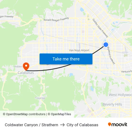 Coldwater Canyon / Strathern to City of Calabasas map