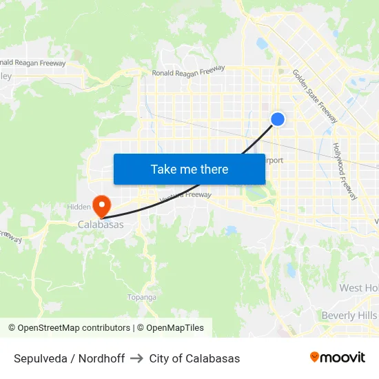Sepulveda / Nordhoff to City of Calabasas map