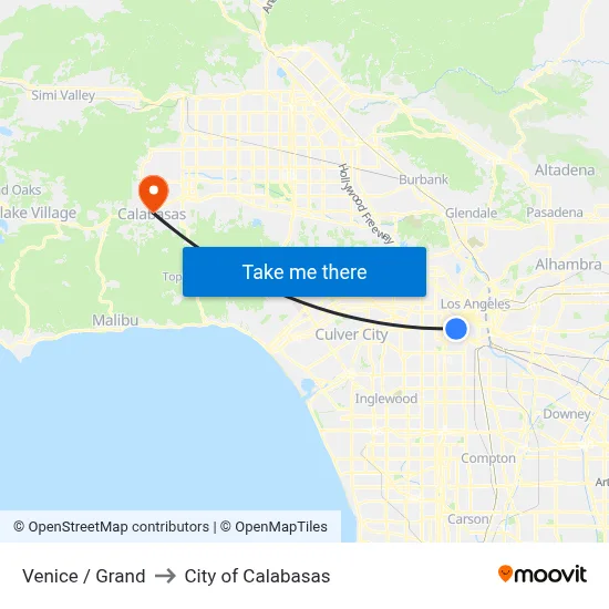 Venice / Grand to City of Calabasas map