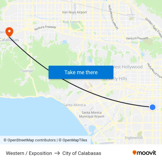 Western / Exposition to City of Calabasas map