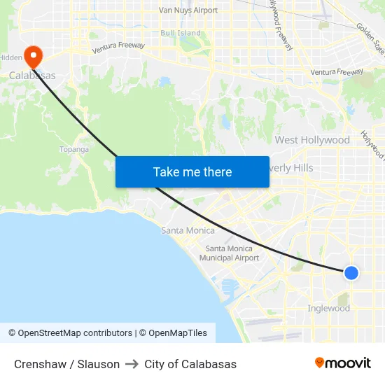 Crenshaw / Slauson to City of Calabasas map