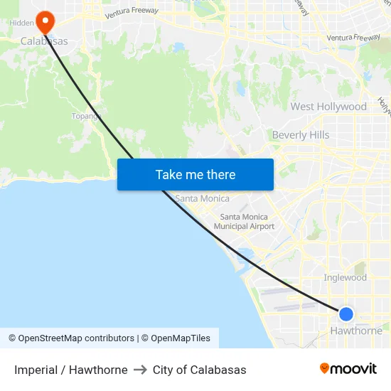 Imperial / Hawthorne to City of Calabasas map