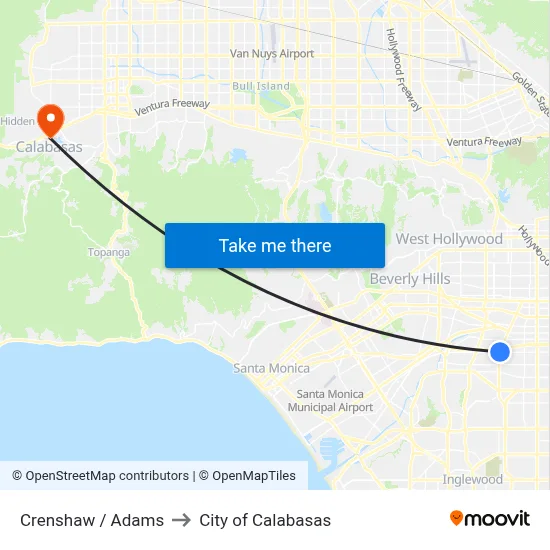 Crenshaw / Adams to City of Calabasas map