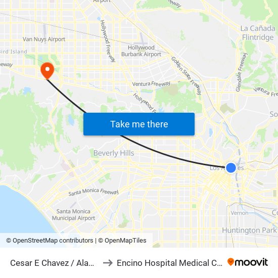 Cesar E Chavez / Alameda to Encino Hospital Medical Center map