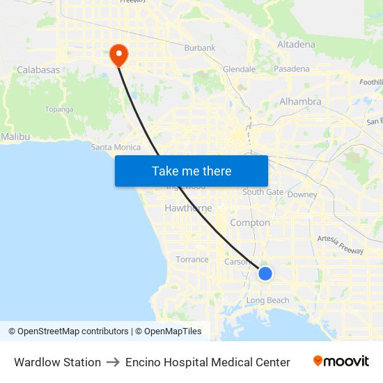 Wardlow Station to Encino Hospital Medical Center map