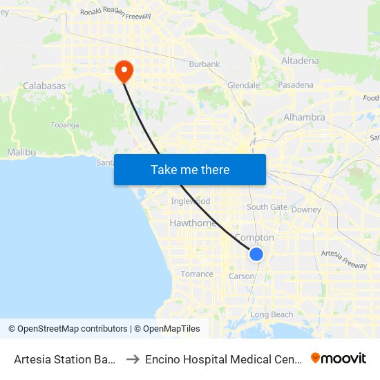 Artesia Station Bay 3 to Encino Hospital Medical Center map