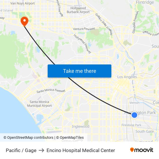 Pacific / Gage to Encino Hospital Medical Center map