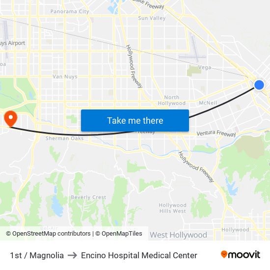 1st / Magnolia to Encino Hospital Medical Center map