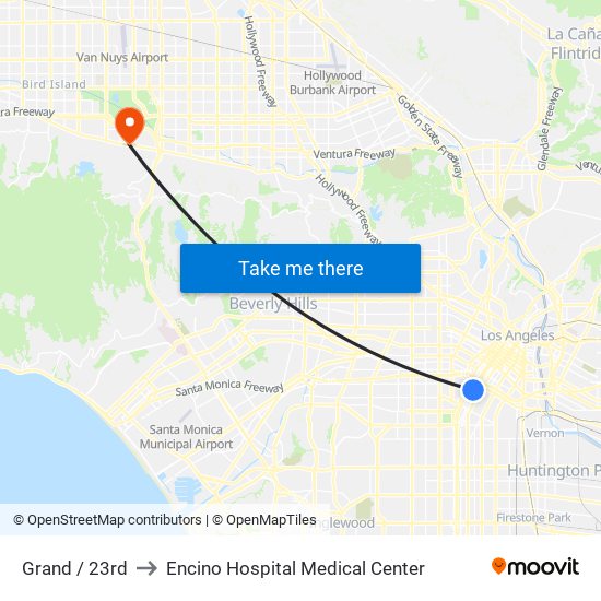 Grand / 23rd to Encino Hospital Medical Center map